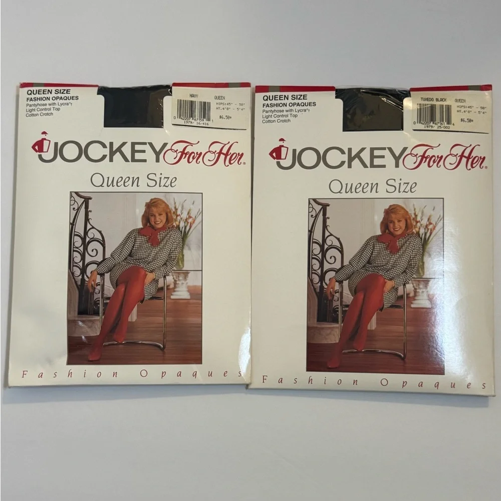 Jockey For Her Pantyhose Opaque Control Top Queen Navy‎ & Black LOT